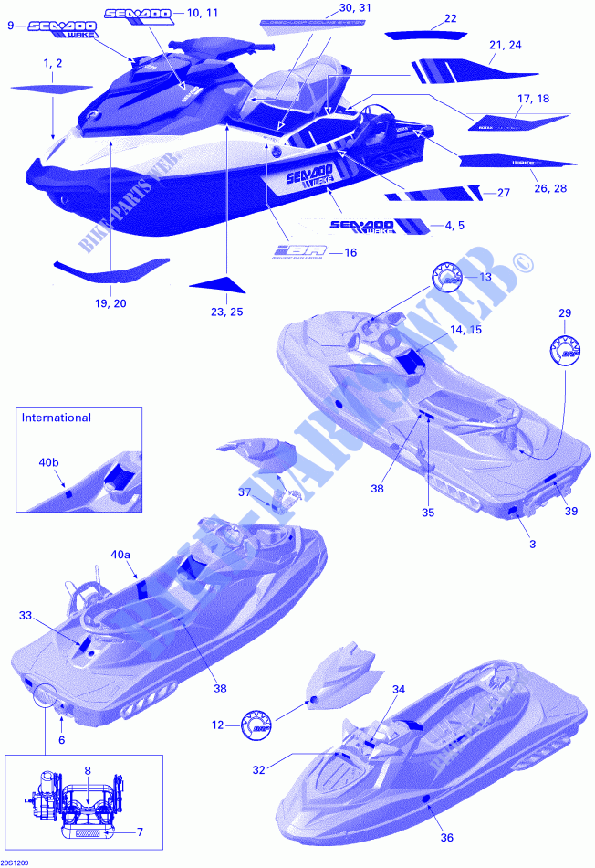 Decals for Sea-Doo WAKE 155 (35CR/35CS) 2012
