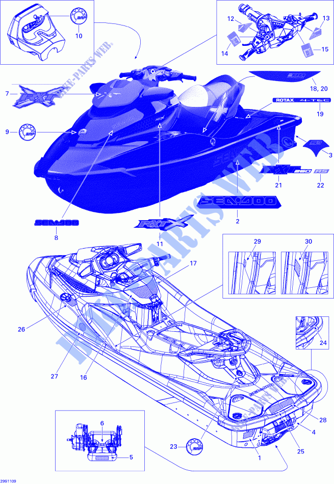 Decals for Sea-Doo RXT-X 260 & RS 2011