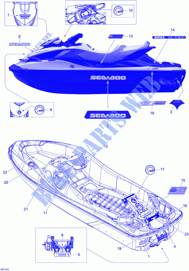 Decals for Sea-Doo GTX LIMITED iS 260 (iS:SUSPENSON INTELLIGENTE) 2010