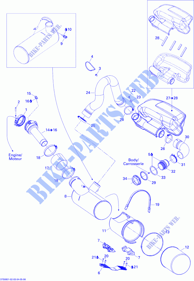 Exhaust System for Sea-Doo WAKE 155 2008