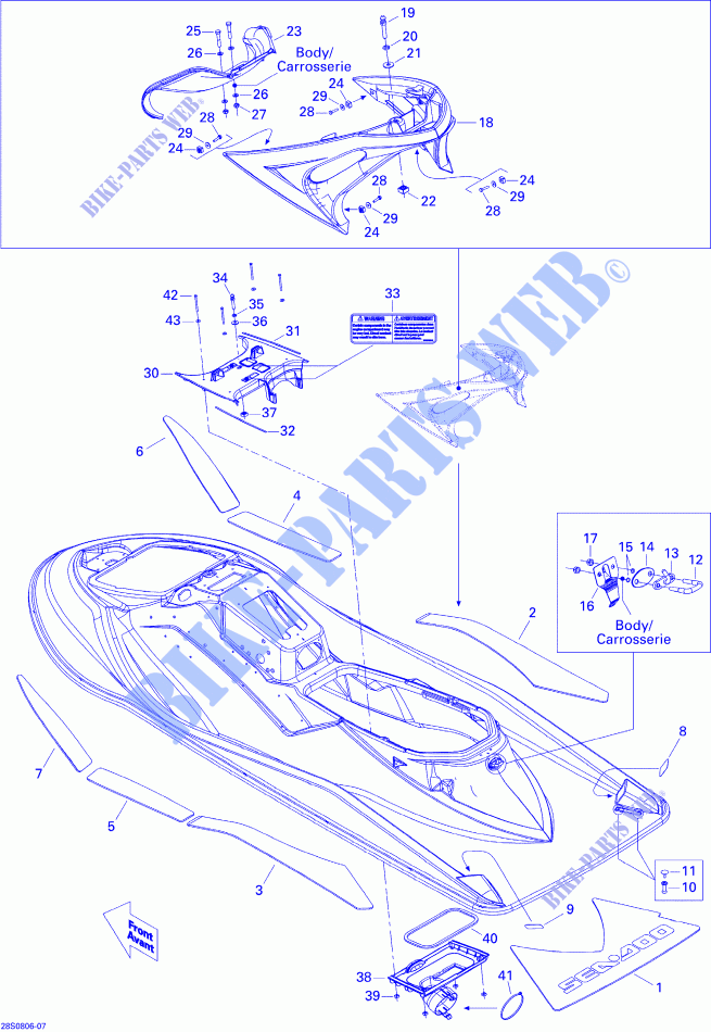 Body, Rear View for Sea-Doo RXT-X 255 2008