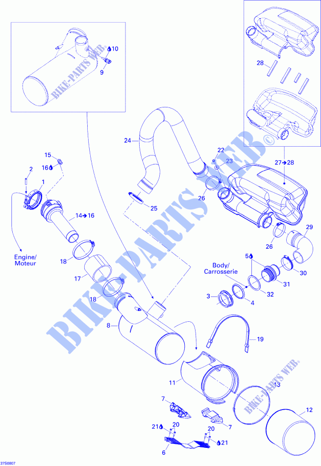 Exhaust System for Sea-Doo RXT-X 255 2008