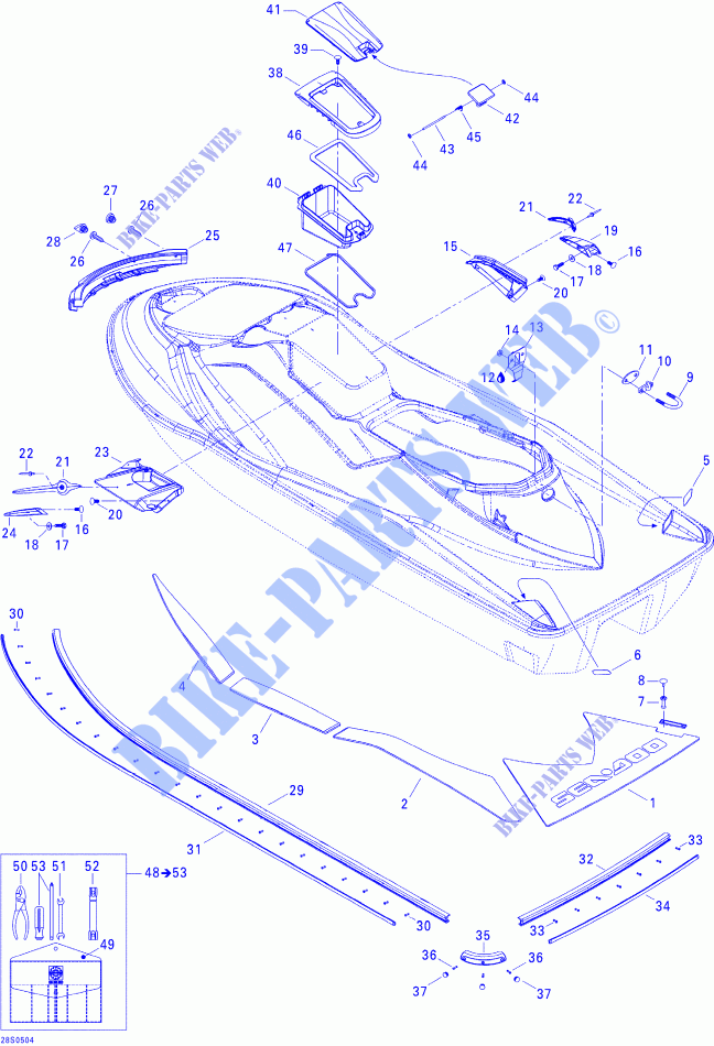 Body, Rear View for Sea-Doo GTX 4-TEC SUPERCHARGED  2005