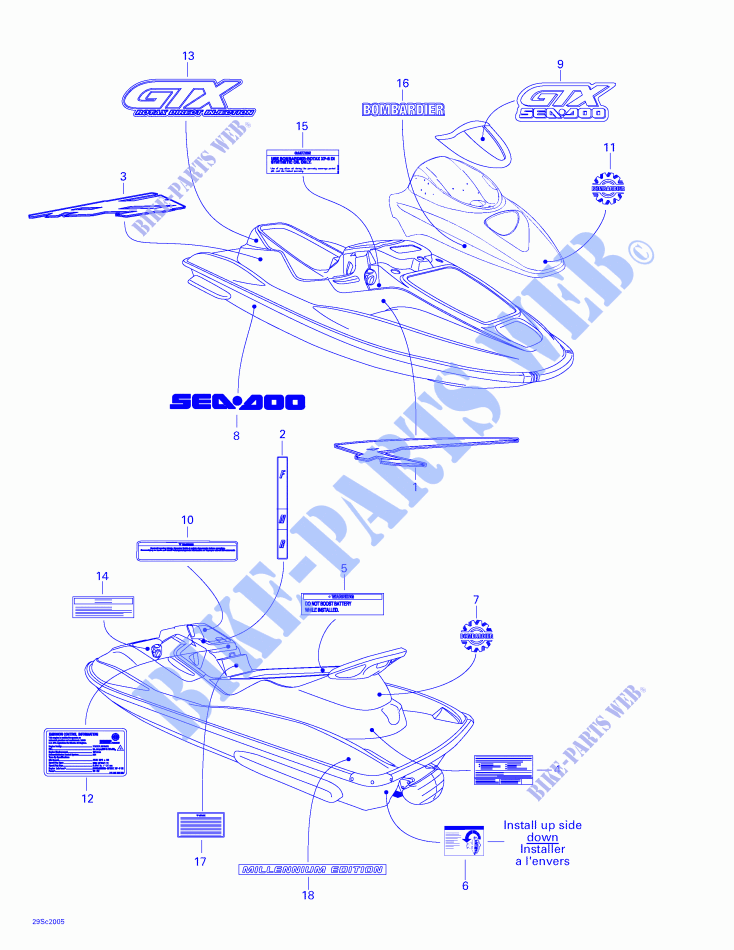 Decals for Sea-Doo GTX DI 5649/5659 2000