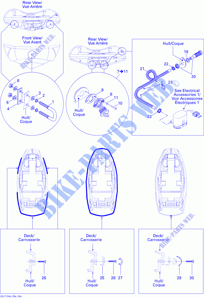 Hull 1 for Sea-Doo 00- Model Numbers 2011
