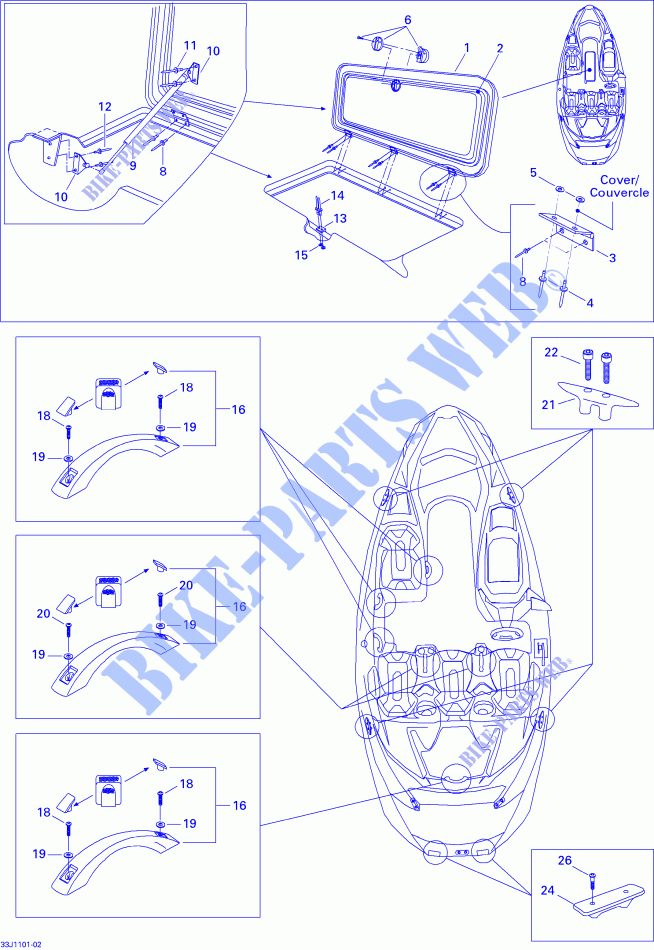 Central Cover And Accessories for Sea-Doo 00- Model Numbers 2011