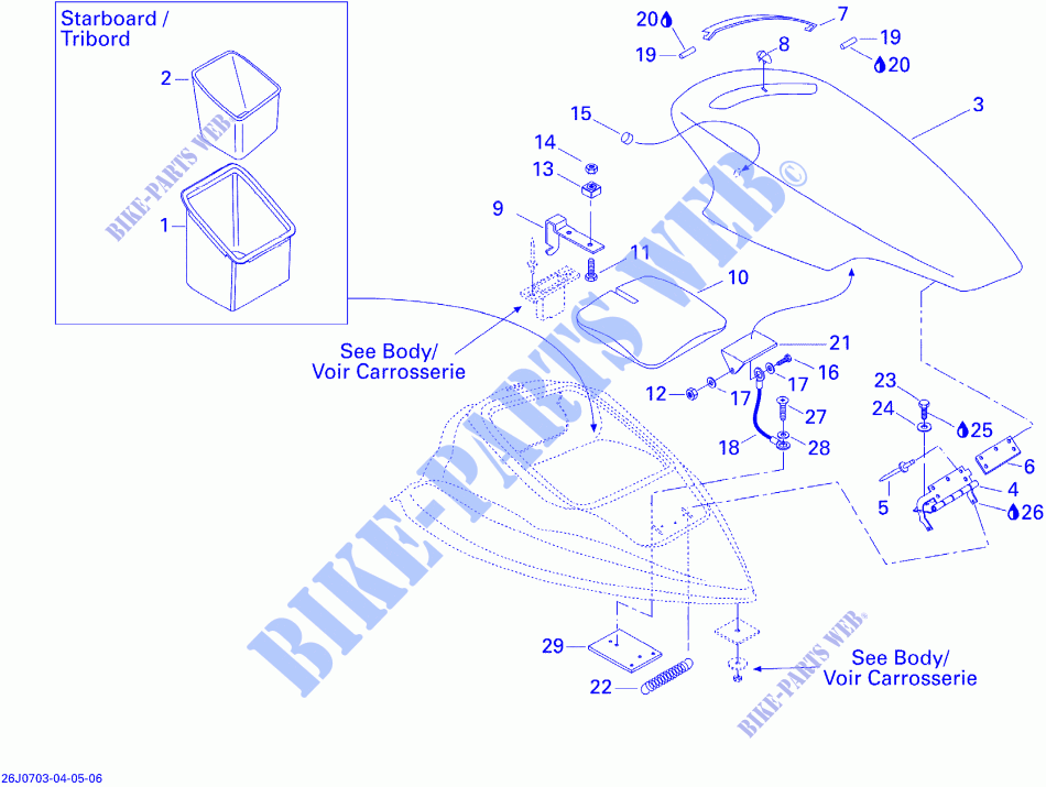 Storage Compartment, Front for Sea-Doo 00- Model Numbers 2007