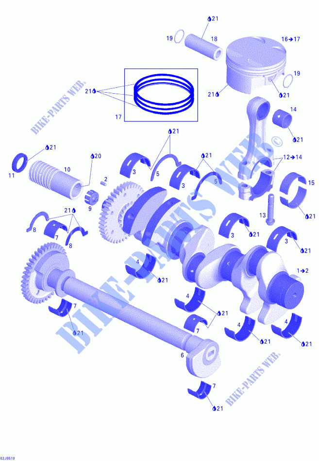 Crankshaft, Pistons And Balance Shaft 1 for Sea-Doo 00- Model Numbers Edition 1 2006
